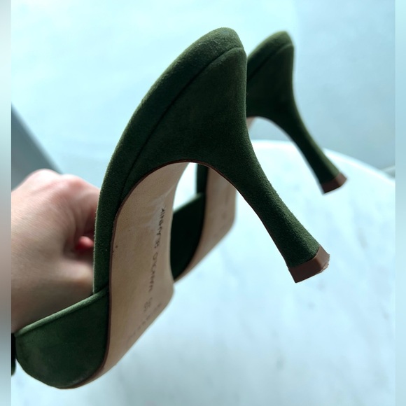 Manolo Blahnik Maysale 70 dark green suede mules - Picture 12 of 14